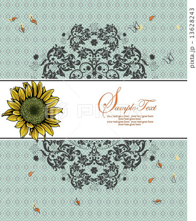 Vintage invitation card with ornate elegant retro abstract flora 13628243