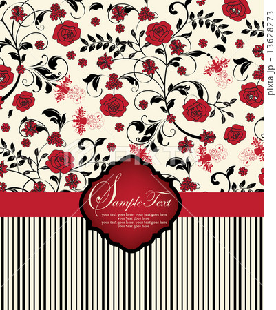 Vintage invitation card with ornate elegant retro abstract flora 13628273