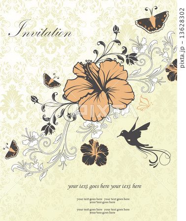Vintage invitation card with ornate elegant retro abstract flora 13628302