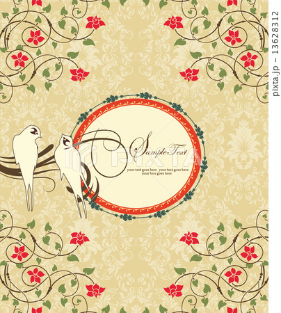 Vintage invitation card with ornate elegant retro abstract flora 13628312