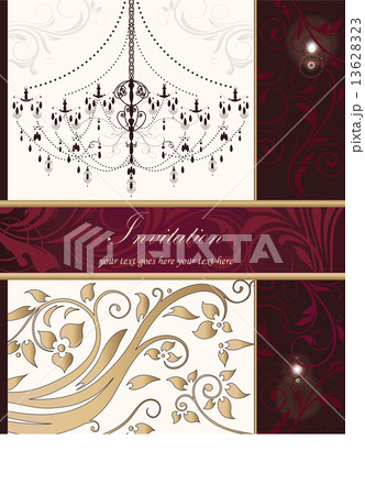 Vintage invitation card with ornate elegant retro abstract flora Vintage invitation card with ornate elegant retro abstract flora 13628323