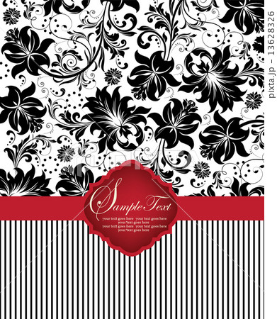 Vintage invitation card with ornate elegant abstract floral desi 13628326