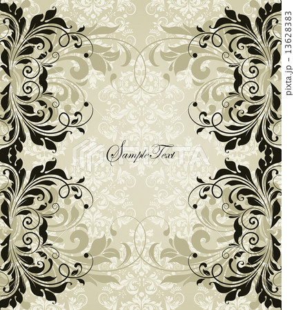 Vintage invitation card with ornate elegant abstract floral des 13628383