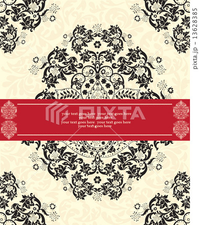 Vintage invitation card with ornate elegant abstract floral desi 13628385