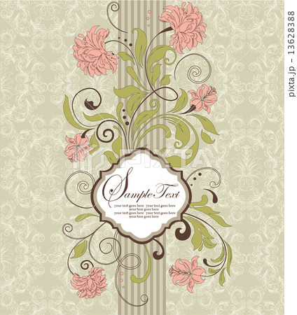 Vintage invitation card with ornate elegant retro abstract flora 13628388