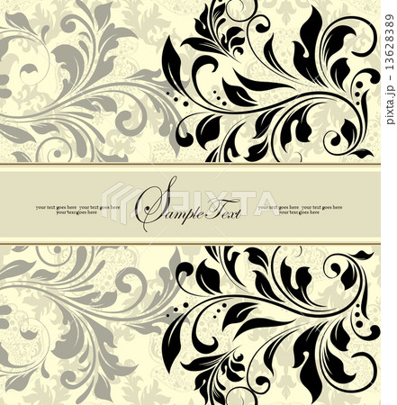 Vintage invitation card with ornate elegant abstract floral desi 13628389