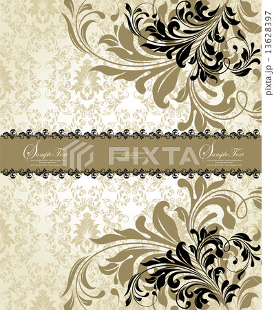 Vintage invitation card with ornate elegant abstract floral desi Vintage invitation card with ornate elegant abstract floral desi 13628397