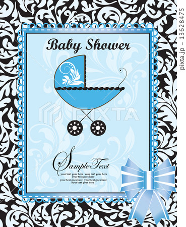 Vintage baby shower invitation card with ornate elegant abstract 13628475