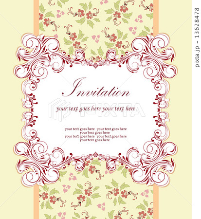 Vintage invitation card with ornate elegant retro abstract flora 13628478