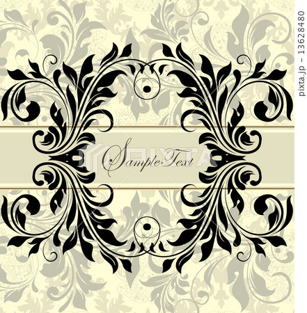 Vintage invitation card with ornate elegant abstract floral desi 13628480