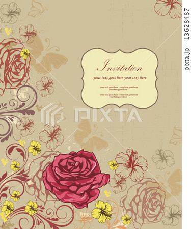 Vintage invitation card with ornate elegant retro abstract flora Vintage invitation card with ornate elegant retro abstract flora 13628487