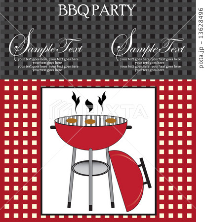 Vintage barbecue party invitation card with abstract weave desig 13628496