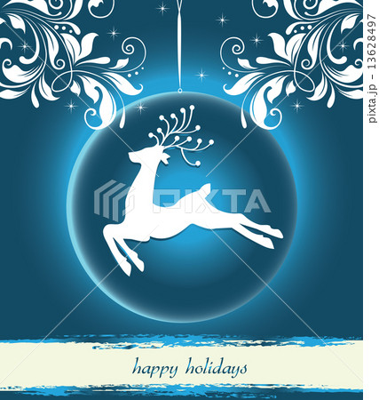 Vintage Christmas card with ornate elegant retro abstract floral 13628497