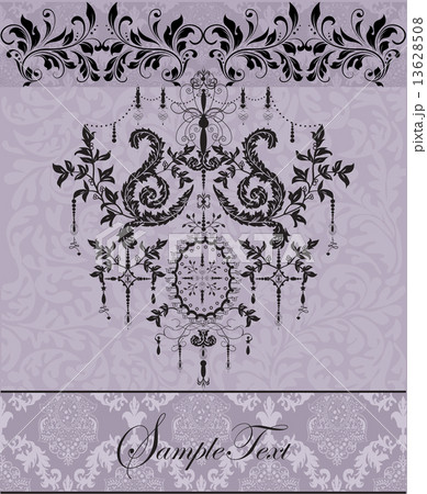 Vintage invitation card with ornate elegant abstract floral desi 13628508