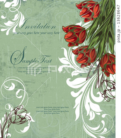 Vintage invitation card with ornate elegant retro abstract flora 13628647