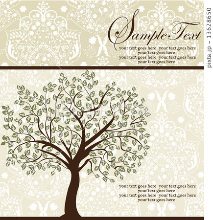 Vintage invitation card with ornate elegant abstract floral tree Vintage invitation card with ornate elegant abstract floral tree 13628650