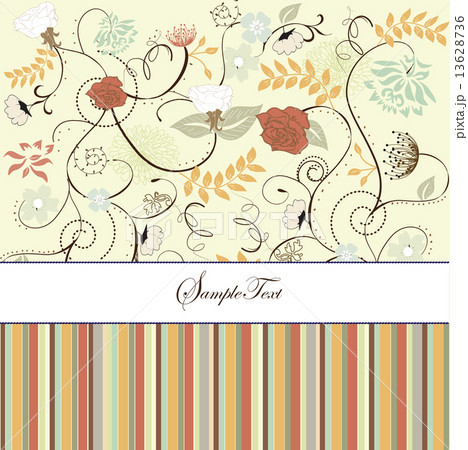 Vintage invitation card with ornate elegant retro abstract flora 13628736