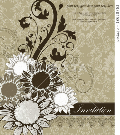 Vintage invitation card with ornate elegant retro abstract flora 13628763