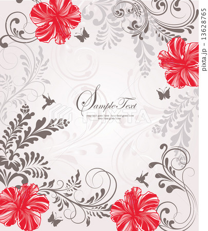 Vintage invitation card with ornate elegant retro abstract flora 13628765
