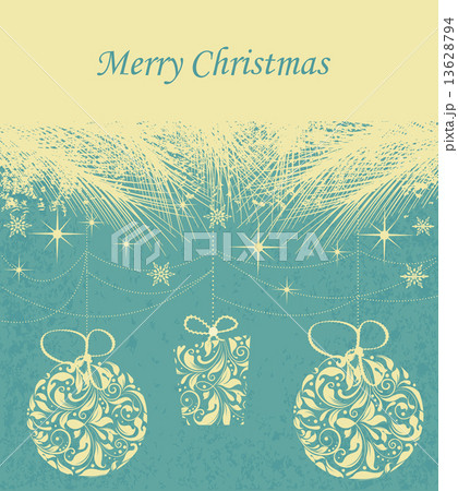 Vintage Christmas card with ornate elegant retro abstract floral 13628794