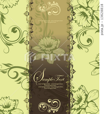 Vintage invitation card with ornate elegant retro abstract flora 13628818