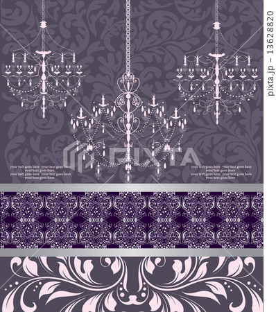 Vintage invitation card with ornate elegant abstract floral desi 13628820