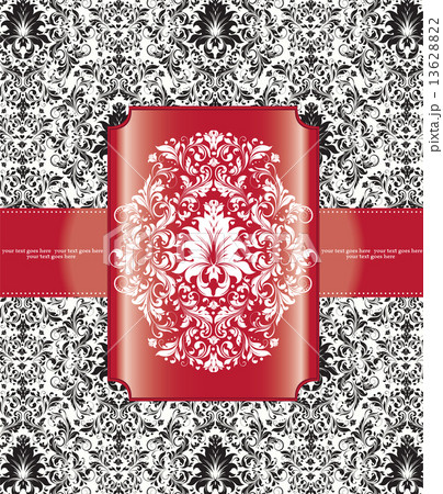 Vintage invitation card with ornate elegant abstract floral desi 13628822