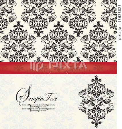 Vintage invitation card with ornate elegant abstract floral desi Vintage invitation card with ornate elegant abstract floral desi 13628823