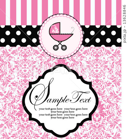 Vintage baby shower invitation card with ornate elegant retro ab Vintage baby shower invitation card with ornate elegant retro ab 13628846