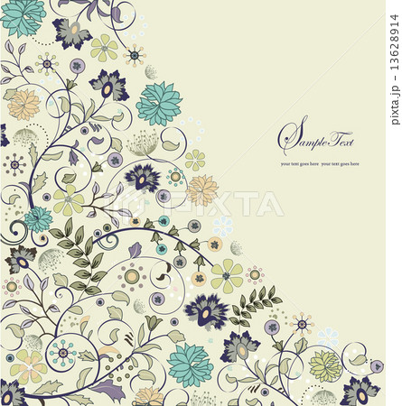 Vintage invitation card with ornate elegant retro abstract flora Vintage invitation card with ornate elegant retro abstract flora 13628914