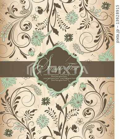 Vintage invitation card with ornate elegant retro abstract flora Vintage invitation card with ornate elegant retro abstract flora 13628915