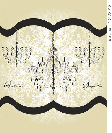 Vintage invitation card with ornate elegant abstract floral desi 13628918