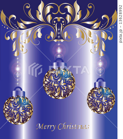 Vintage Christmas card with ornate elegant abstract floral desig Vintage Christmas card with ornate elegant abstract floral desig 13628992