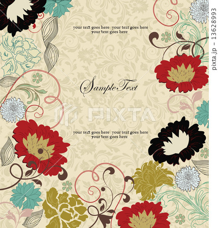Vintage invitation card with ornate elegant retro abstract flora Vintage invitation card with ornate elegant retro abstract flora 13628993