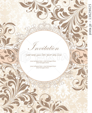 Vintage invitation card with ornate elegant retro abstract flora 13629025