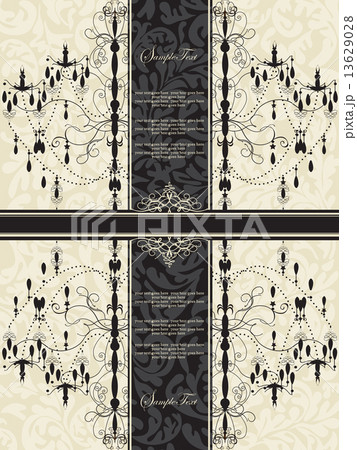 Vintage invitation card with ornate elegant abstract floral desi 13629028