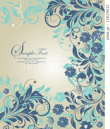 Vintage invitation card with ornate elegant retro abstract flora 13629032