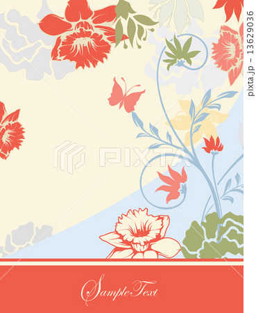 Vintage invitation card with ornate elegant retro abstract flora 13629036