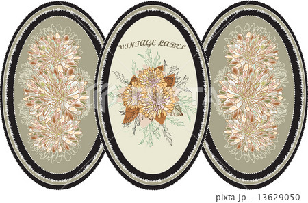 Three (3) vintage frames with ornate elegant retro abstract flor 13629050