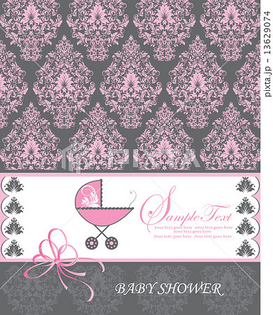 Vintage baby shower invitation card with ornate elegant retro ab Vintage baby shower invitation card with ornate elegant retro ab 13629074