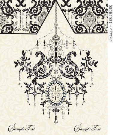 Vintage invitation card with ornate elegant abstract floral desi 13629080