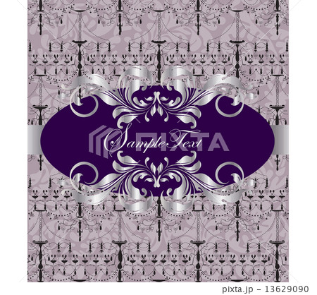 Vintage invitation card with ornate elegant abstract floral desi 13629090