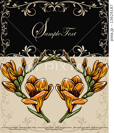 Vintage invitation card with ornate elegant retro abstract flora 13629187
