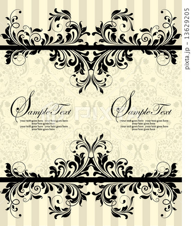 Vintage invitation card with ornate elegant abstract floral desi 13629205