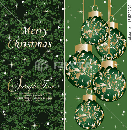 Vintage Christmas card with ornate elegant abstract floral desig 13629230