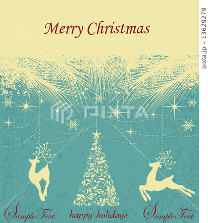 Vintage Christmas card with ornate elegant retro abstract floral 13629279