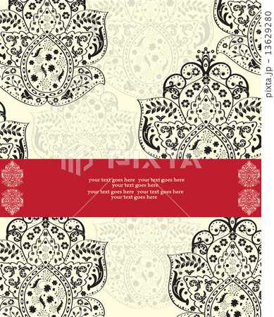 Vintage invitation card with ornate elegant abstract floral desi 13629280