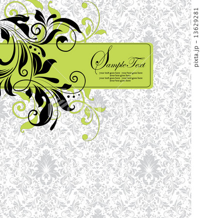Vintage invitation card with ornate elegant abstract floral desi 13629281