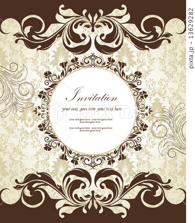Vintage invitation card with ornate elegant retro abstract flora 13629282