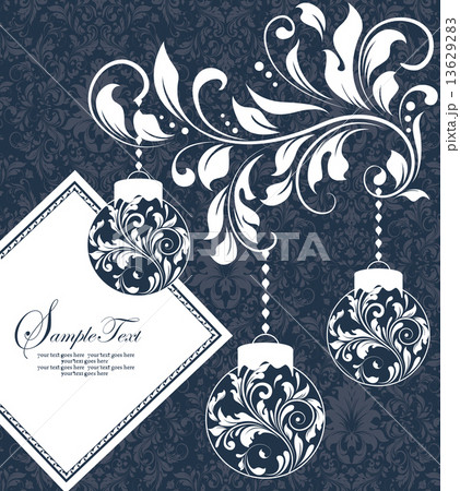 Vintage Christmas card with ornate elegant retro abstract floral 13629283